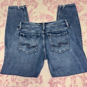Silver Jeans Distressed Mid-Rise Boyfriend Blue Jeans Women’s 30W 29L